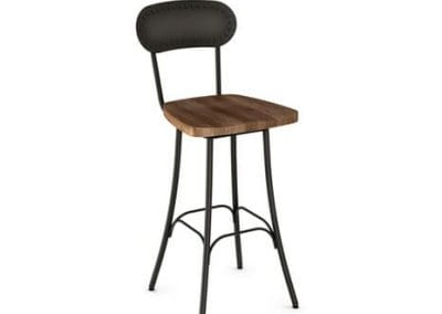 Bean 41568 Stool with Solid Wood Seat and Metal Backrest By Amisco -0