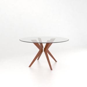 Downtown Round Glass Top Chocolate Washed Dining Table
