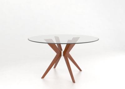 Downtown Round Glass Top Chocolate Washed Dining Table