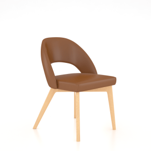 Downtown Natural Washed Side Chair with Brown Leather