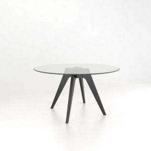 Downtown Peppercorn Washed Round Glass Top Table
