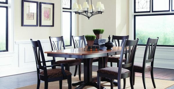 Boat Shaped Table 7 Piece Set with Uphosltered Chairs